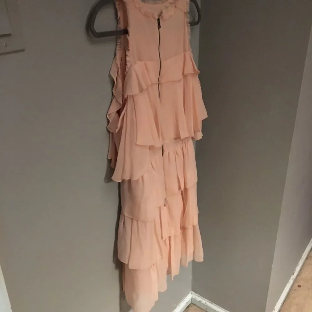 NWT $395 alice + olivia | Nichola | Tier Ruffled Silk Cold-Shoulder Dress | 12 - Picture 12 of 16